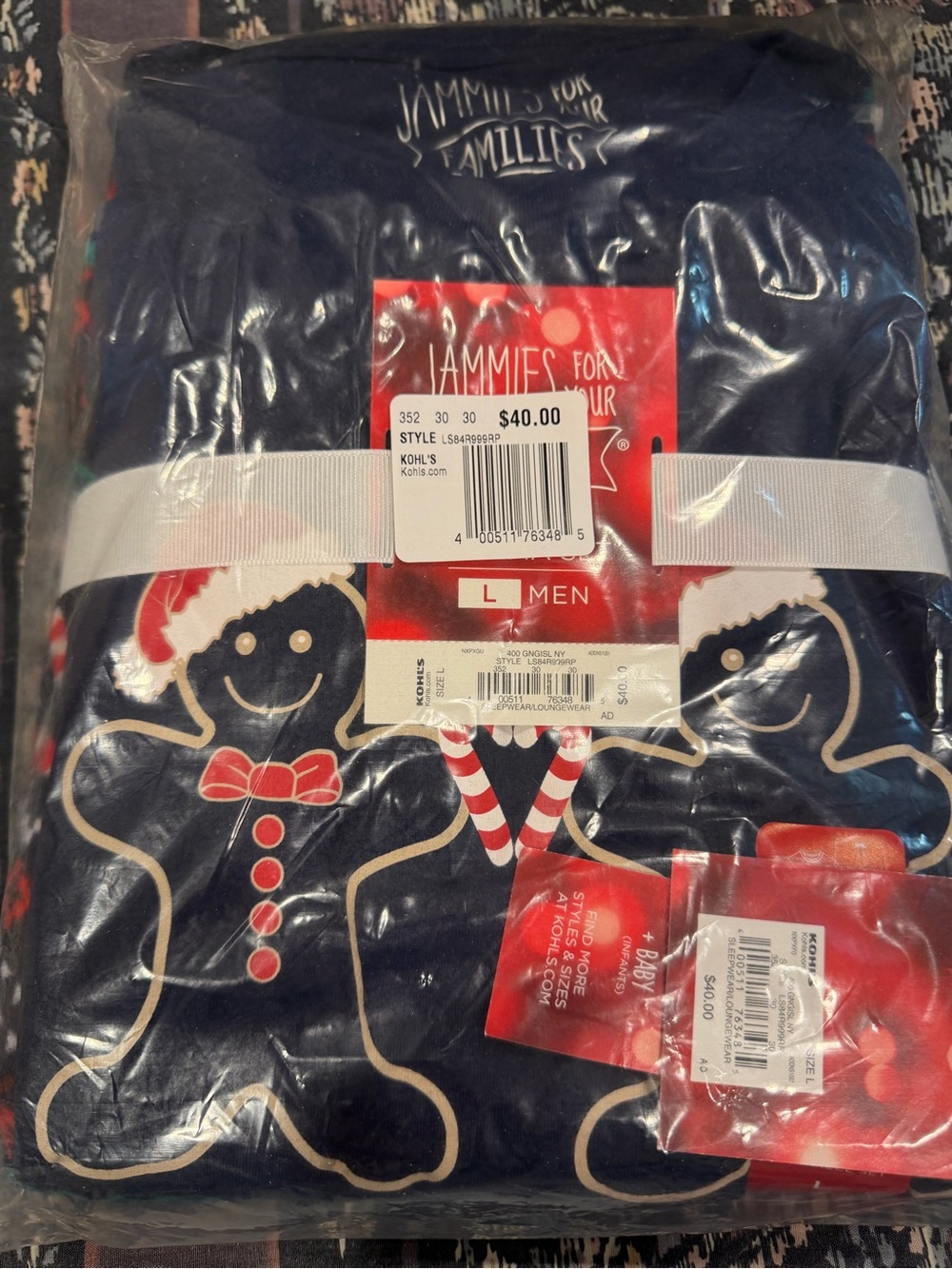 Worthington Navy Red Green Candy Cane Holiday Pajama Set- Men’s Large
